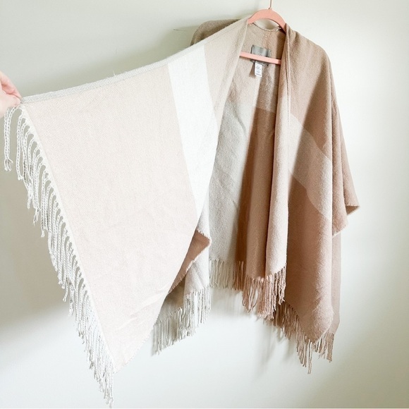 SOIA & KYO Pale Pink Cream Woven Scarfigan Scarf Cardigan Wrap w/Fringe Detail - Picture 12 of 16